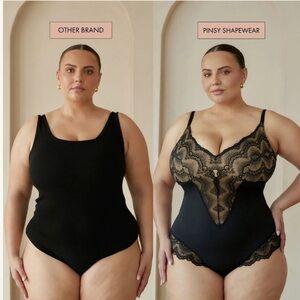 PINSY Black Shapewear Sculpting Lace Bodysuit Women’s